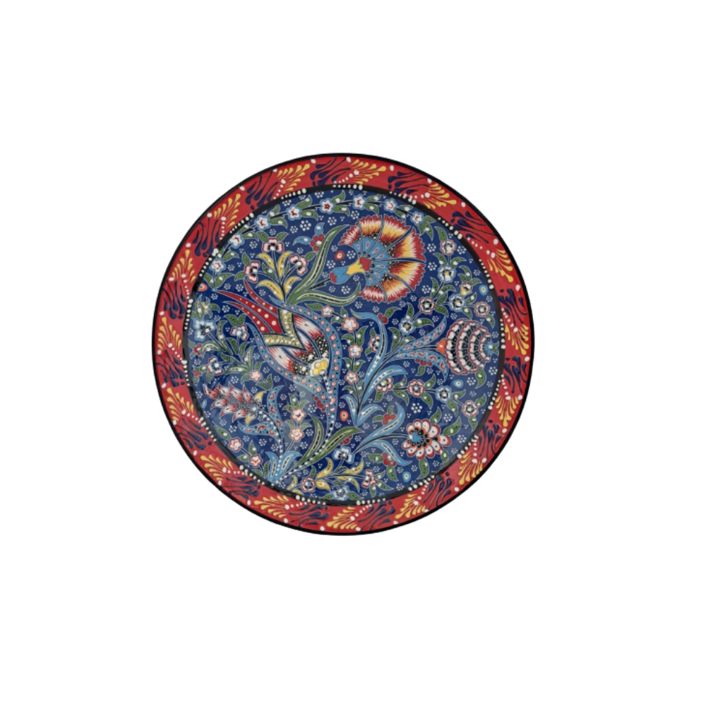Ync Lace Hand Made Plate 25Cm (Red Blue), TUR-30435 RED BLUE